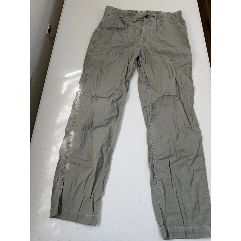 Faherty Brand Mens Sage Green Utility Drawstring Pants Size M Relaxed Straight